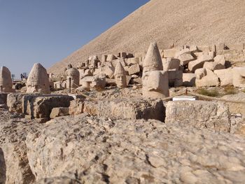 Ruins of historical building against clear sky