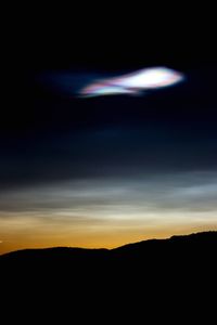 Scenic view of silhouette landscape against sky at night