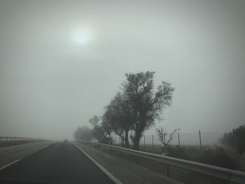 Road amidst trees against clear sky