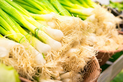 High angle view of vegetables for sale in market