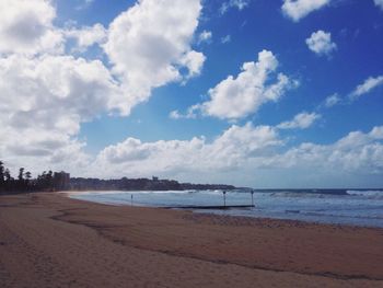 Scenic view of sea against cloudy sky