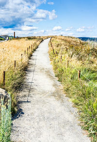 A path at dune peninsula park in ruston, washington seems to lead to the sky.