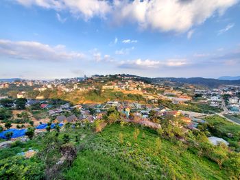 Panoramic view of townscape against sky
