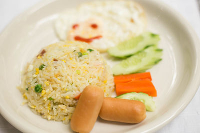 High angle view of meal served in plate