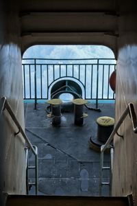 View of sea seen through window