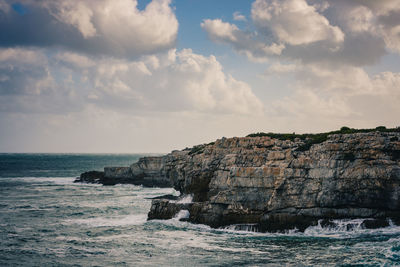 A panorama of the ocean in hermanus, south africa a town known for whale watching