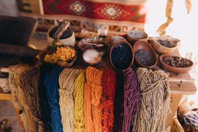 Herbs for natural dyes for textile making in oaxaca, mexico