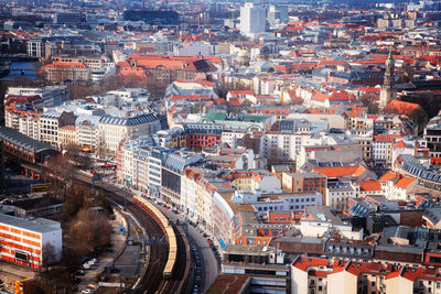 High angle view of city street