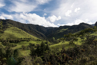 Scenic view of landscape against cloudy sky