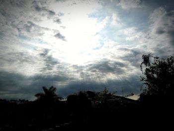 Low angle view of silhouette trees against sky