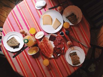 High angle view of food in plate