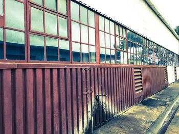 Metal fence against sky