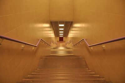 Low angle view of illuminated subway