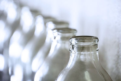 Close-up of glass bottle on table