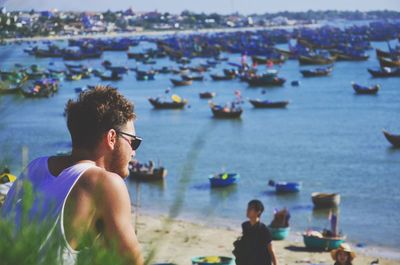 Man sitting in sea