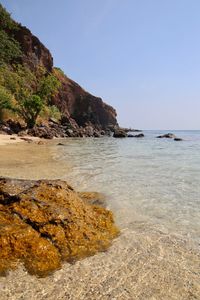 Scenic view of sea against clear sky