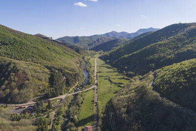 Porma's reservoir and dam from aerial view