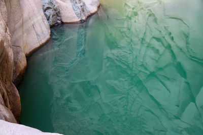 High angle view of swimming in sea