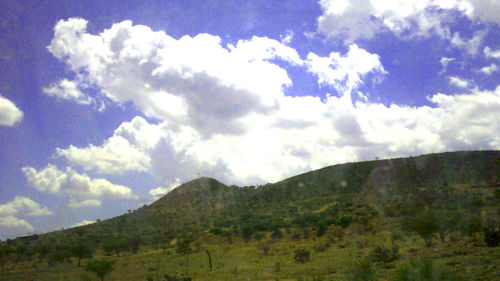 Low angle view of mountains against sky