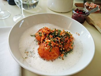 Close-up of food served in plate