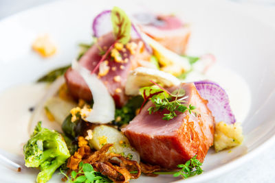 Close-up of meal served in plate