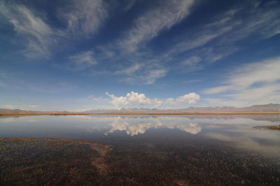 Scenic view of lake against sky