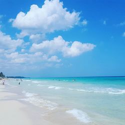 Scenic view of sea against cloudy sky