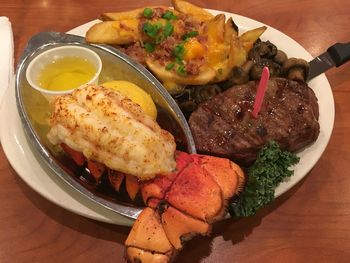 Close-up of food served in plate