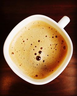 Directly above shot of cappuccino on table