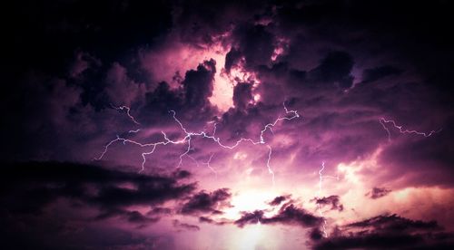 Low angle view of lightning in sky