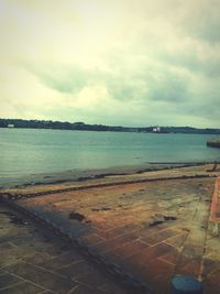 Scenic view of sea against cloudy sky