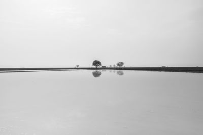 View of lake against clear sky