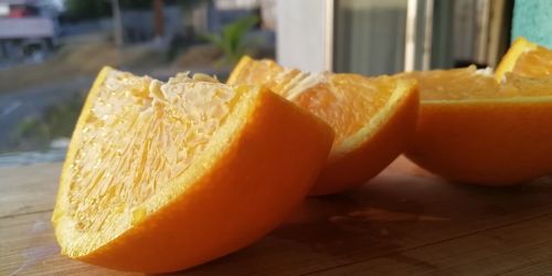 Close-up of orange on table