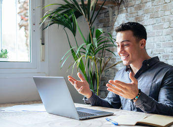 Young businesswoman working at office
