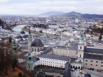 High angle view of townscape against sky