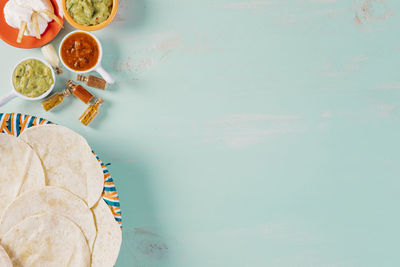 High angle view of food on table