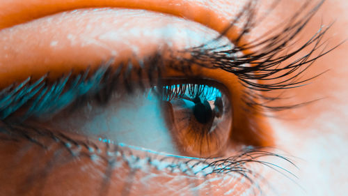 Extreme close-up of human eye looking away