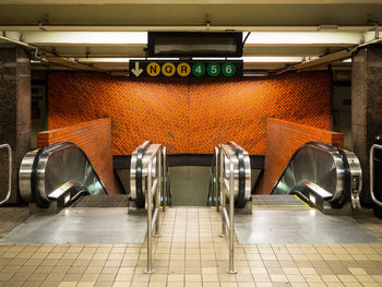 Escalators at subway station