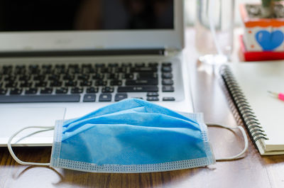 Close-up of laptop on table