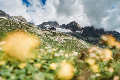 Scenic view of mountains against sky