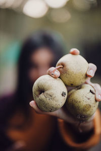 Close-up of hand holding fruit