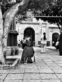 People sitting on bench