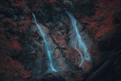 Scenic view of waterfall