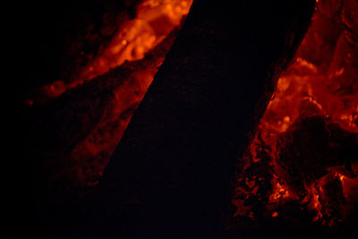 Close-up of fire at night