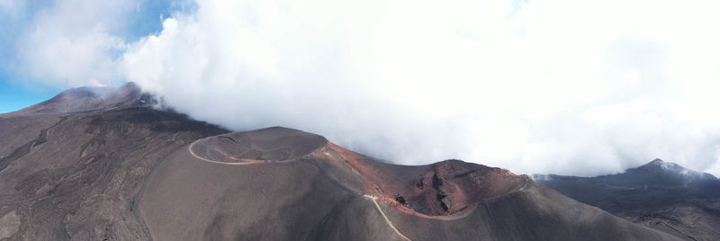 Panoramic view of mountains against sky