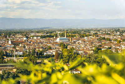 High angle view of townscape against sky