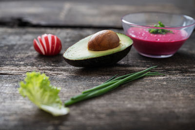 Close-up of fruits served on table