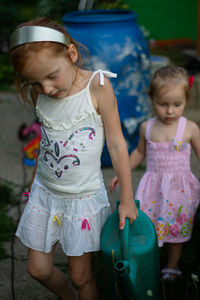 Girls and garden work 