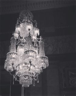 Low angle view of illuminated chandelier