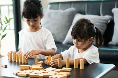 Children looking at table